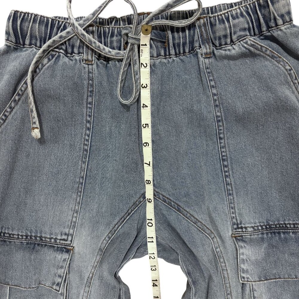 Womens Small oversized Denim Cargo jeans
Drawstring Waist barrel leg baggy - Picture 6 of 9